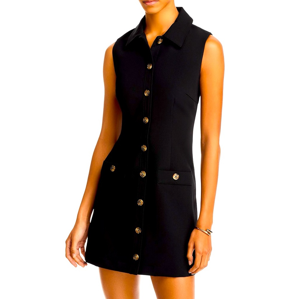French Connection Azra button front shirt dress. Black. Size 6.